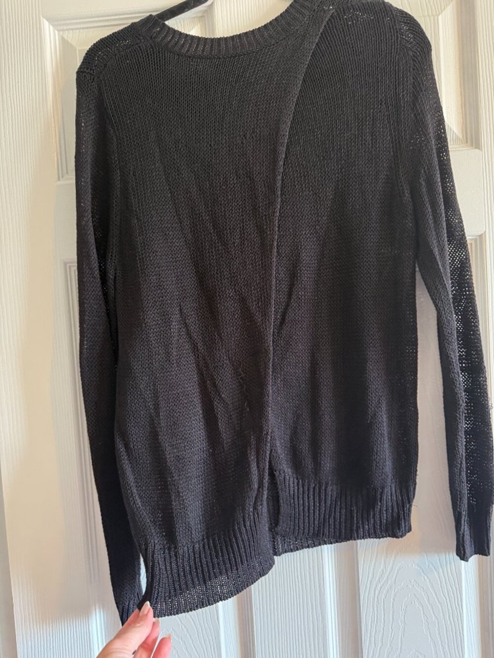 Babaton Aritzia Black Linen & Silk Open Knit Sweater – Size Large - Picture 9 of 9